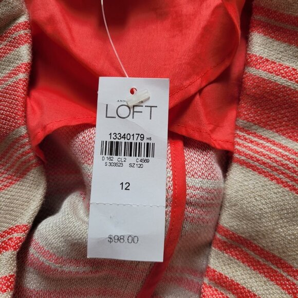 Loft Ann Taylor blazer pink and beige linen blend stripe preppy office NWT new - Picture 9 of 16